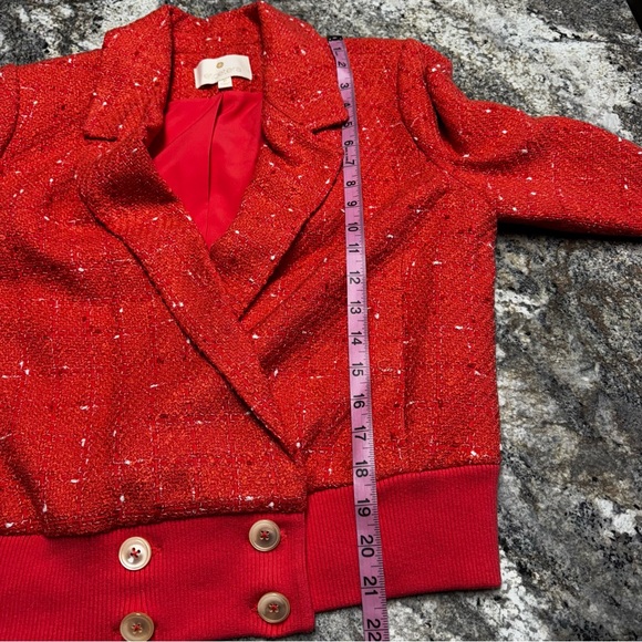 etcetera Tweed Jacket Bomber Blazer Orange Peach Tweed Size 8 - Picture 8 of 10